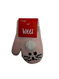 Spteks Kitti 1-3 Yaş Kız Çocuk Açık Pembe Renk Hayvan Desenli Ve Figürlü Kışlık Örme Eldiven