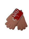 Spteks Kitti 4-8 Yaş Kız Çocuk Açık Pembe Renk Çiçek Desenli Örme Kışlık Eldiven