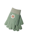 Spteks Kitti 4-8 Yaş Kız Çocuk Mint Renk Çiçek Desenli Kışlık Örme Eldiven