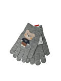Spteks Kitti 4-8 Yaş Erkek Çocuk Gri Renk Ayıcık Figürlü Kışlık Örme Eldiven