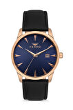 Ferro F11368B-R3 Quartz Deri Siyah Lacivert Kadran 41 mm Erkek Kol Saati