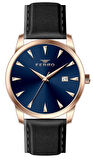 Ferro F11368B-R3 Quartz Deri Siyah Lacivert Kadran 41 mm Erkek Kol Saati