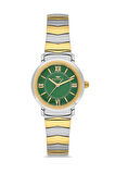 Ferro FL43009A-D6 Quartz Çelik Altın/Gri Yeşil Kadran 28 mm Kadın Kol Saati