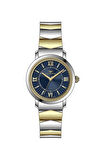 Ferro FL43009A-D3 Quartz Çelik Altın/Gri Lacivert Kadran 28 mm Kadın Kol Saati