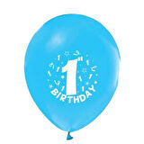 Balon Hapy Birthday 1 Yaş Mavi ( 100 Adet )
