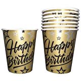 Gold Siyah Doğumgünü Karton Bardak 8li