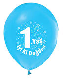 Balon 1 Yaş İyiki Doğdun Mavi ( 100 Adet )