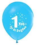 Balon 1 Yaş İyiki Doğdun Mavi ( 100 Adet )