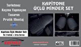 Kustulli Universal 3'lü Terletmez Kaymaz Oto Koltuk Kapitone Minder Siyah/Kırmızı K0635