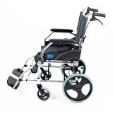 Comfort Plus Transfer Tekerlekli Sandalye Füme | Eloksal Kaplı Alüminyum Şase, Katlanabilir Yapı, Refakatçi Frenli, KY863LABJ-A12