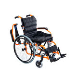 Comfort Plus Çocuk Tekerlekli Sandalye Turuncu&Siyah | Alüminyum Şase, Katlanabilir Yapı, Temizlenebilir Döşeme KY980LA-35