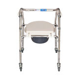 Comfort Plus Tekerlekli Kovalı Komot | Katlanabilir, Nikelaj Kaplamalı, Sabitleme Sistemli DM-696