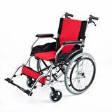 Comfort Plus Tekerlekli Sandalye Kırmızı | Eloksal Kaplı Alüminyum Şase, Katlanabilir Kompakt Yapı, Refakatçi Frenli, KY863LAJ-A20