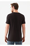 STRETCH V YAKA T-SHIRT SIYAH