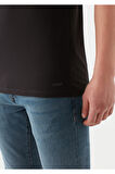 STRETCH V YAKA T-SHIRT SIYAH