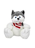 Oturan Husky Atkılı Peluş Köpek 30 cm. - Gri