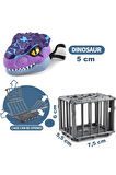 Kafeste T-Rex Mini Dinozor Arabası Anahtarlık Oyuncak Çek Bırak Dinozor