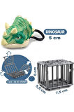 Kafeste Triceratops Mini Dinozor Arabası Anahtarlık Oyuncak Çek Bırak Dinozor