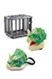 Kafeste Triceratops Mini Dinozor Arabası Anahtarlık Oyuncak Çek Bırak Dinozor