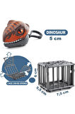 Kafeste Velociraptor Mini Dinozor Arabası Anahtarlık Oyuncak Çek Bırak Dinozor