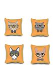 Kırlent Kılıfı 4'lü Dijital Baskılı Orange Cats Desen Baskılı Renkli Dekoratif 40x40