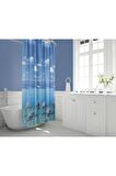 Kır Banyo Perdesi 180x200cm Tek Kanat Duş Perdesi, Renkli Çiçekli Banyo Duş Perdesi, Halkalı Perde