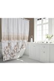 Kır Banyo Perdesi 180x200cm Tek Kanat Duş Perdesi, Renkli Çiçekli Banyo Duş Perdesi, Halkalı Perde