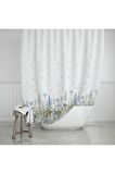 Kır Banyo Perdesi 180x200cm Tek Kanat Duş Perdesi, Renkli Çiçekli Banyo Duş Perdesi, Halkalı Perde