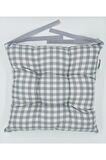 6'lı Ekose Gri Sandalye Minderi-40x40 Cm Bağcıklı Sandalye Minderi-bahçe Sandalye Minderi 6 Adet