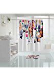 Banyo Paspas Seti, Taş Desen Banyo Perdesi Takımı, Yıkanabilir Paspas Ve Duş Perdesi Seti, C Halkalı
