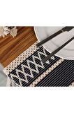 Örme Masa Örtüsü Püsküllü Runner Masa Örtüsü Organik Pamuk Runner 35x155 Cm Masa Üstü Runner