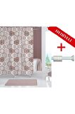 Ağaçlı Banyo Perdesi Askı Hediyeli 180x200cm Tek Kanat Duş Perdesi, Renkli Banyo Duş Perdesi
