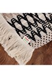 Örme Runner Pamuklu Dantel Püsküllü Runner 35x145 Cm Masa Örtüsü Runner
