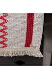 Örme Runner Pamuklu Dantel Püsküllü Runner 35x145 Cm Masa Örtüsü Runner Kırmızı