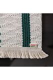 Örme Runner Pamuklu Dantel Püsküllü Runner 35x145 Cm Masa Örtüsü Runner Kırmızı