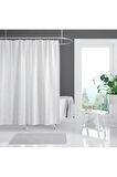 Duş Perdesi Mermer Desenli Banyo Perdesi Çift Kanat 2x120x200cm  16 Adet C Halka Hediyeli