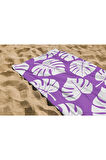 Plaj Havlusu Yaprak Dijital Baskılı 70x150 Cm Plaj Havlusu - Mor