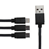 Earldom 2 adet Micro USB + 1 adet Lightning Şarj Kablosu 1.2 M Siyah