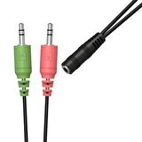 Jopus 3.5mm JO-AC01 Myriad Mikrofon Kulaklık Ayırıcı Y Kablo AUX Kablosu Siyah