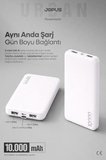 10000mAh Powerbank - Led Işık Göstergeli - Taşınabilir Şarj Cihazı - Beyaz JP-P10