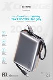 20.000 mAh 22.5W Hızlı Şarj PD Powerbank Kendinden Kablolu ve Dijital Göstergeli Taşınabilir Cihazı