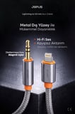 11 12 13 14 Pro Max Serisi Uyumlu Lightning Örgülü Aux Kablosu, iPhone Aux Tak Çalıştır, 1M JA-05