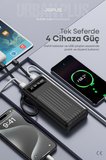 10000mAh Powerbank Dahili Kablolu, LCD Ekranlı, LED Lambalı, Taşınabilir Şarj Cihazı JP-P11