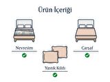 English Home Crystal İpeksi Twill Lastikli Çarşaflı Çizgili Pamuk Çift Kişilik Nevresim Takımı