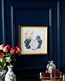 English Home Bleu Blanc Cam Dekoratif Tepsi Gold