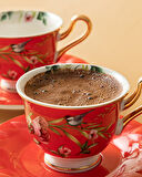 English Home Vanilla New Bone China 4 Parça 2 Kişilik Kahve Fincan Takımı Kırmızı