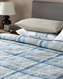 English Home Ocean Plaid Çift Kişilik Çok Amaçlı Örtü Mavi