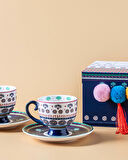 English Home Exotic Wild New Bone China 4 Parça 2 Kişilik Kahve Fincan Takımı Sarı