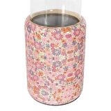 Vitale Şiva Çiçek Desenli Pembe Mumluk 12x18 cm AK.FQ0015-P