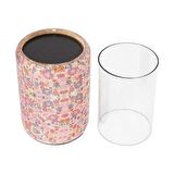 Vitale Şiva Çiçek Desenli Pembe Mumluk 12x18 cm AK.FQ0015-P